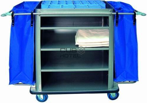 Carro Housekeeping Inox com Estantes, Rodas e Sacos